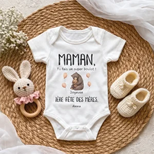 (FR) Personalisierter Babybody "Bären Mama"